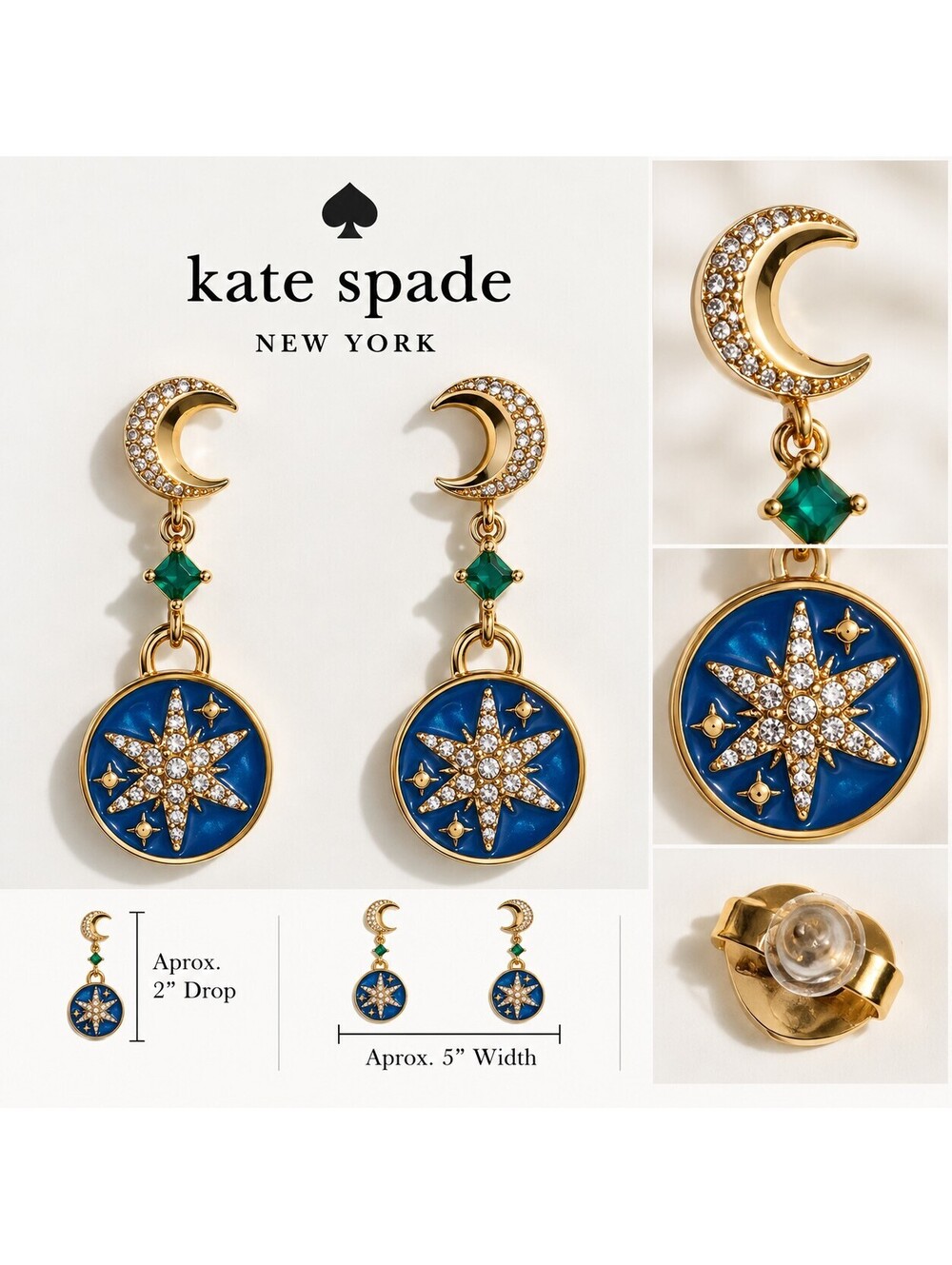 Kate Spade Moon and Stars Drop Earrings - Picture 2 of 7